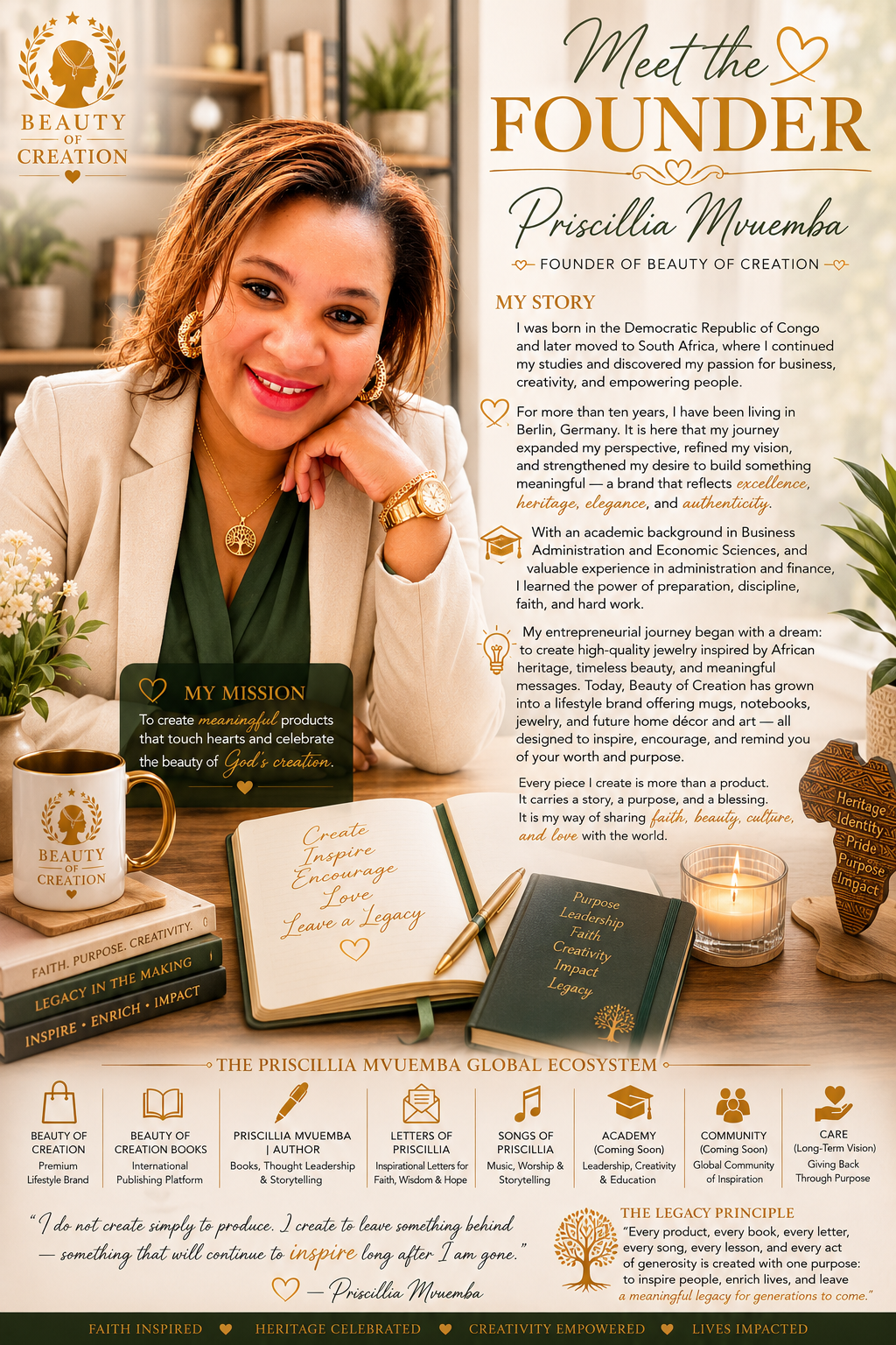 Priscillia Mvuemba — Author, Founder of Beauty of Creation & Creative Visionary