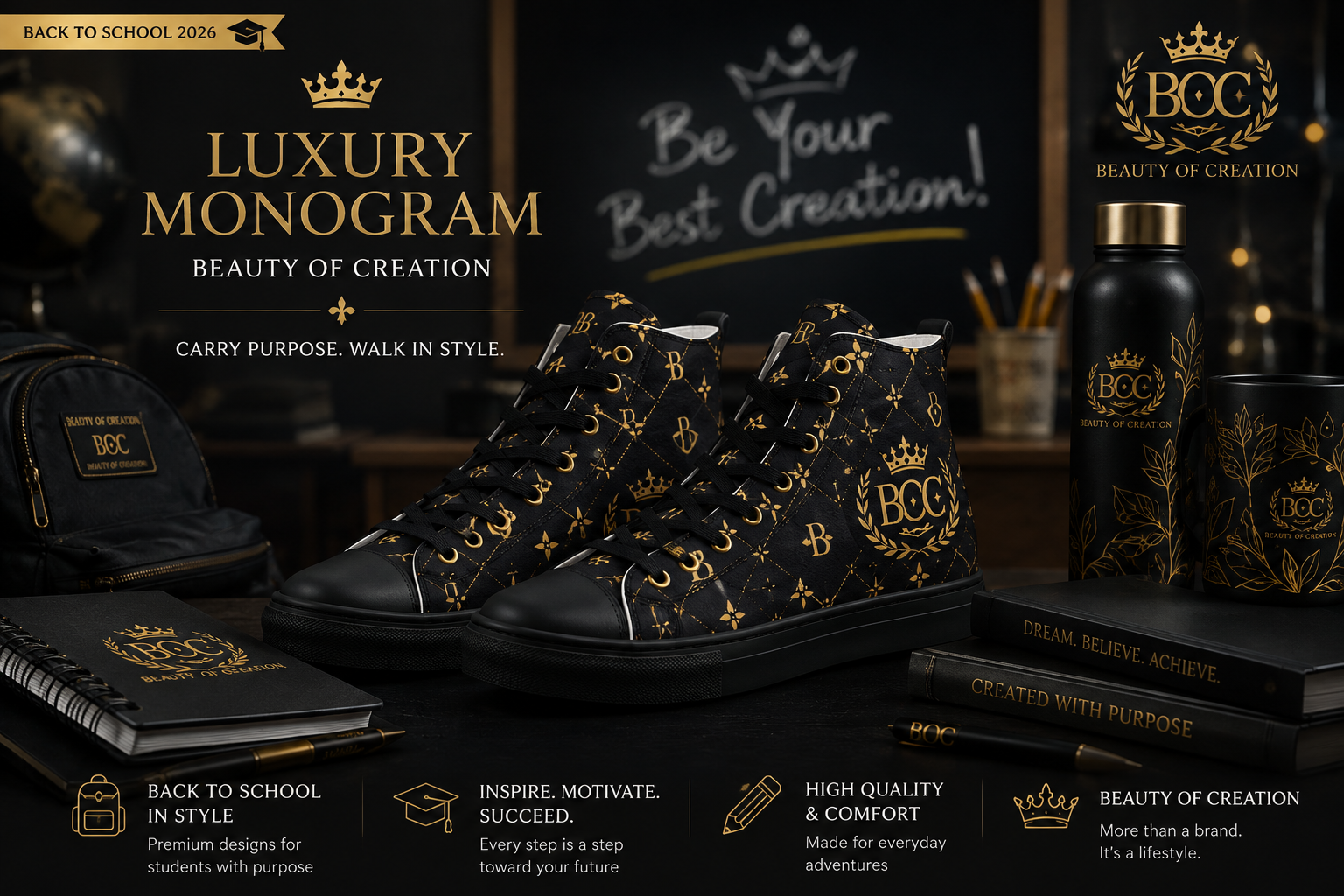 Luxury Monogram Collection – Beauty of Creation – Carry Purpose. Walk in Style.