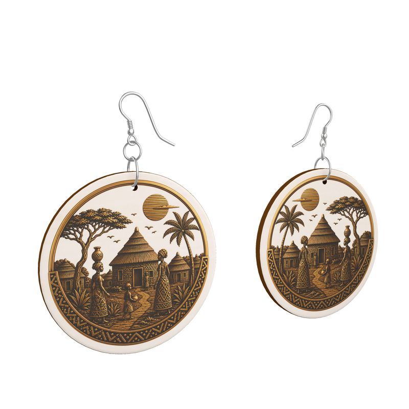 African Heritage Collection — Wooden Earrings Crafted with Cultural Pride