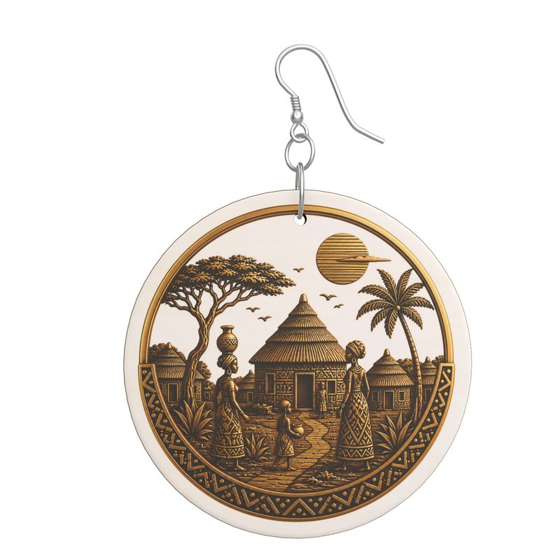 African Heritage Collection — Wooden Earrings Crafted with Cultural Pride