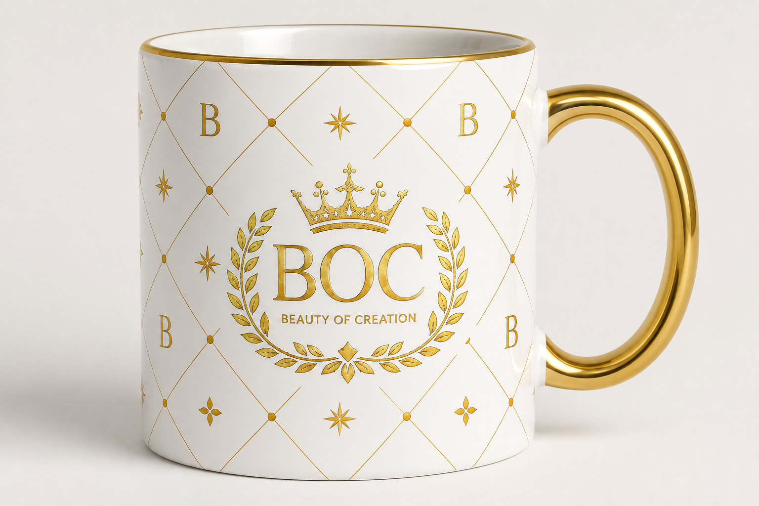 Luxury Monogram White Glossy Mug – BOC Signature Edition