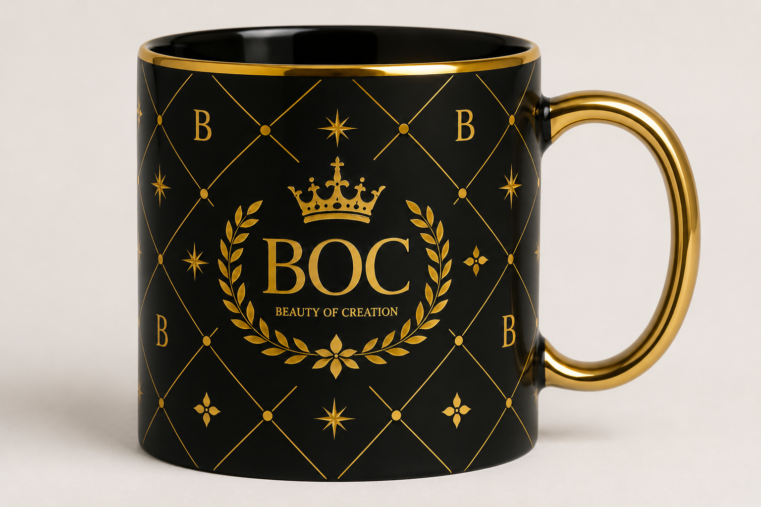 Luxury Monogram White Glossy Mug – BOC Signature Edition