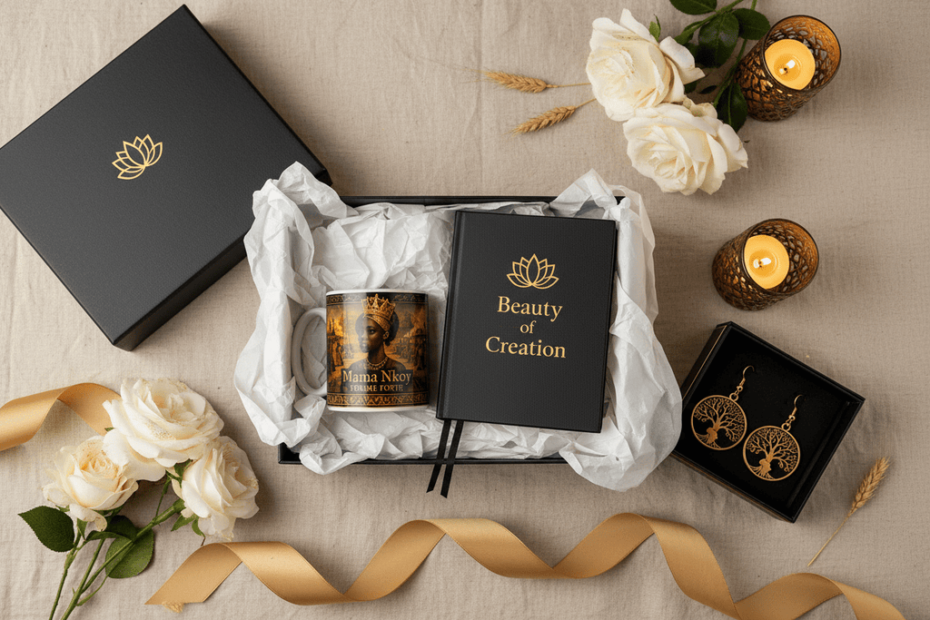 Mama Nkoy Gift Box – Premium Mug, Notebook and Earrings Set by Beauty of Creation