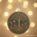 Close-up of Tree of Life African Earrings – Intricate Handcrafted Detail